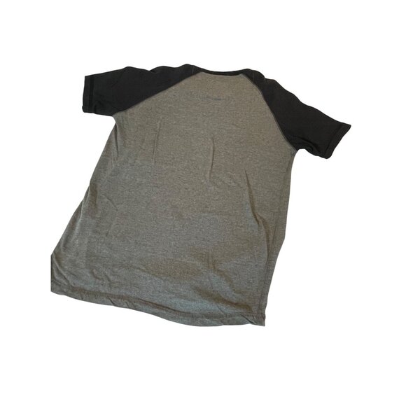Alpha Mens Raglan Henley T-Shirt Small Gray & Black - Picture 3 of 9